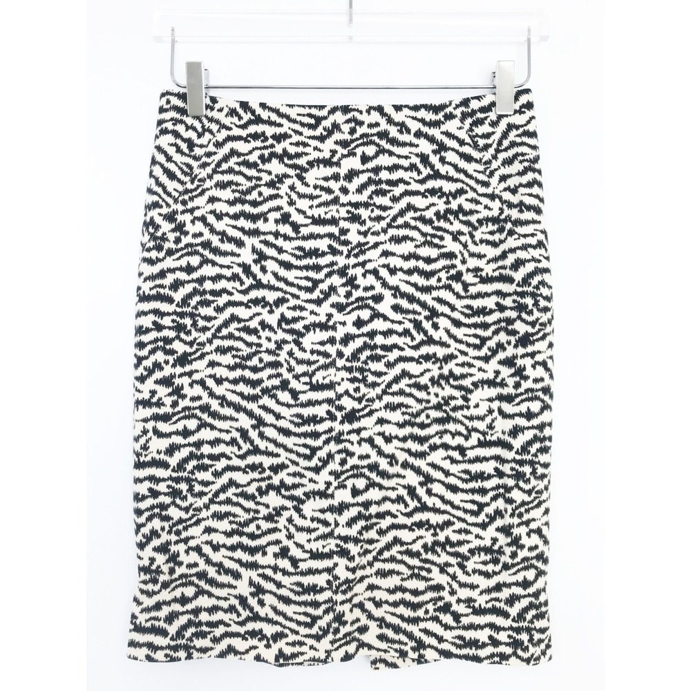Veronica Beard Skirt Womens 8 Medium Black Ivory Animal Print Textured Career